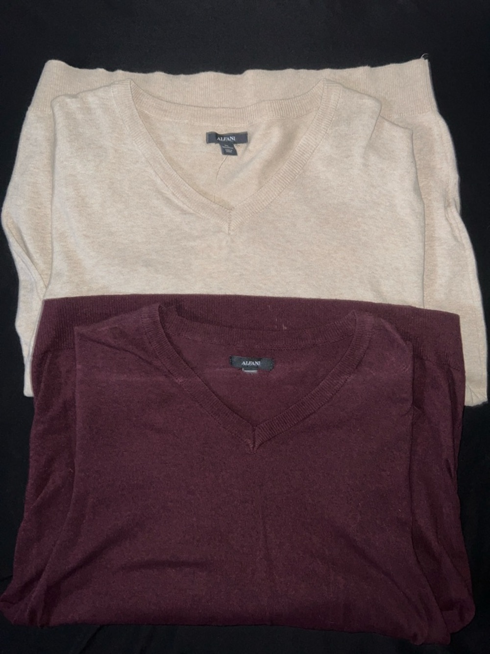 Two Alfani Men's Cream V-Neck Knit Sweater